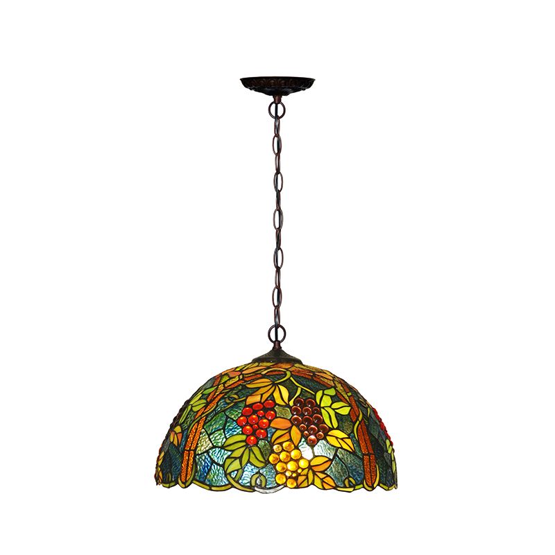 2-bulb koepel de kroonluchter verlichtingsarmatuur Tiffany Green Cut Glass Pendant Light met druivenpatroon