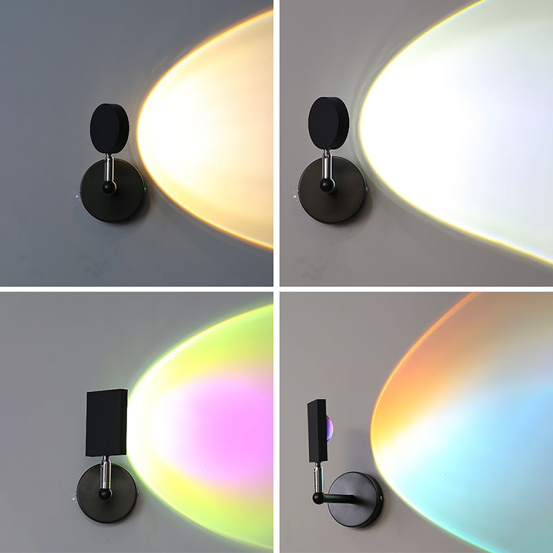 Modern Minimalist Style Armed Wall Mounted Light Fixture Metal 1 Light Sconce Light Fixtures in Black Finish