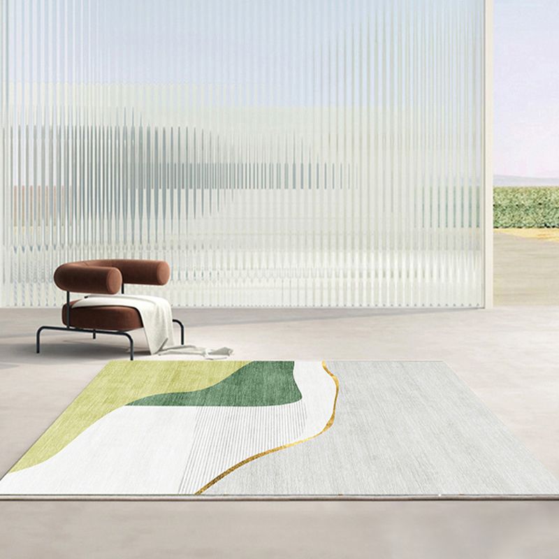 Green Modern Rug Polyester Color Piece Rug Washable Area Rug for Living Room