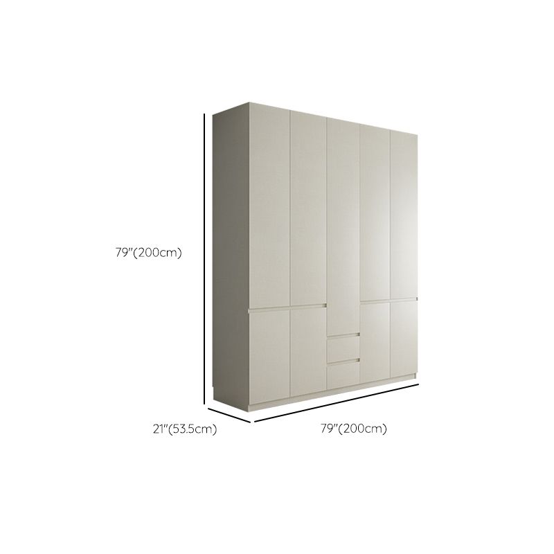 Wood Wardrobe Cabinet with Shelves Hinged Wardrobe Armoire for Home