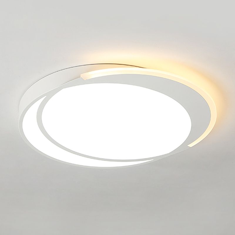 Metal Round Shape Flush Mount Light Modern 1-Light Flush Mount Ceiling Light in White