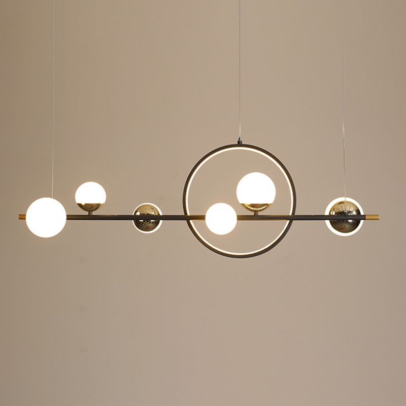 44" Length Contemporary Style LED Island Light 7-Lights Minimalism Design Dining Room Hanging Lighting Fixture