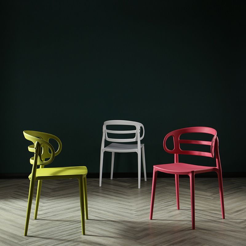 Scandinavian Arm Dining Chairs Plastic Low Back Dining Side Chair for Home