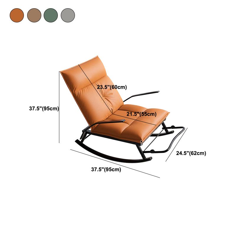 Glam Folding Rocking Chair Faux Leather Rocker for Living Room