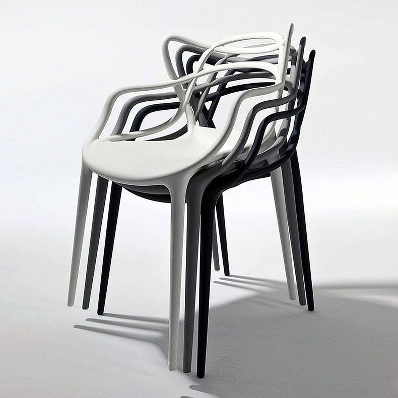Scandinavian Arm Dining Chairs Plastic Low Back Dining Side Chair