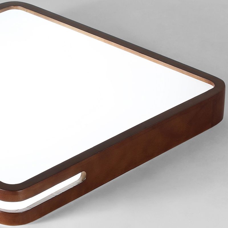 Japanese Rectangle Ceiling Light Wood LED Flush Mount Light in Brown for Living Room