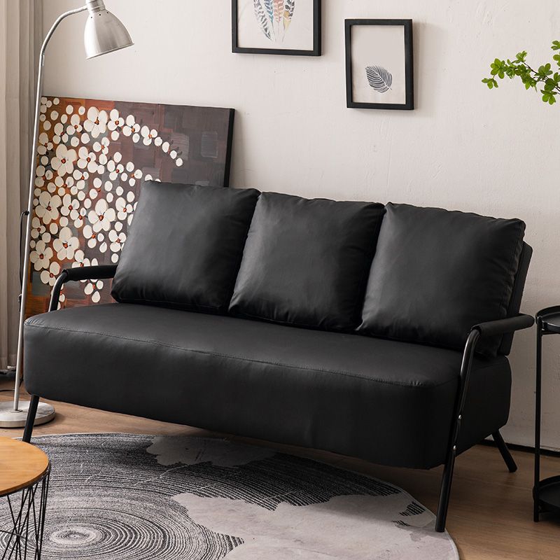 Metal Sofa with Bolster Pillows Contemporary with Four Legs Seating