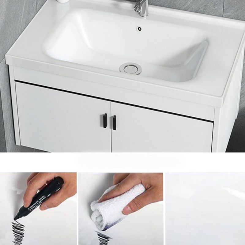 Contemporary Sink Vanity Solid Color Mirror Cabinet Space Saver Vanity for Bathroom