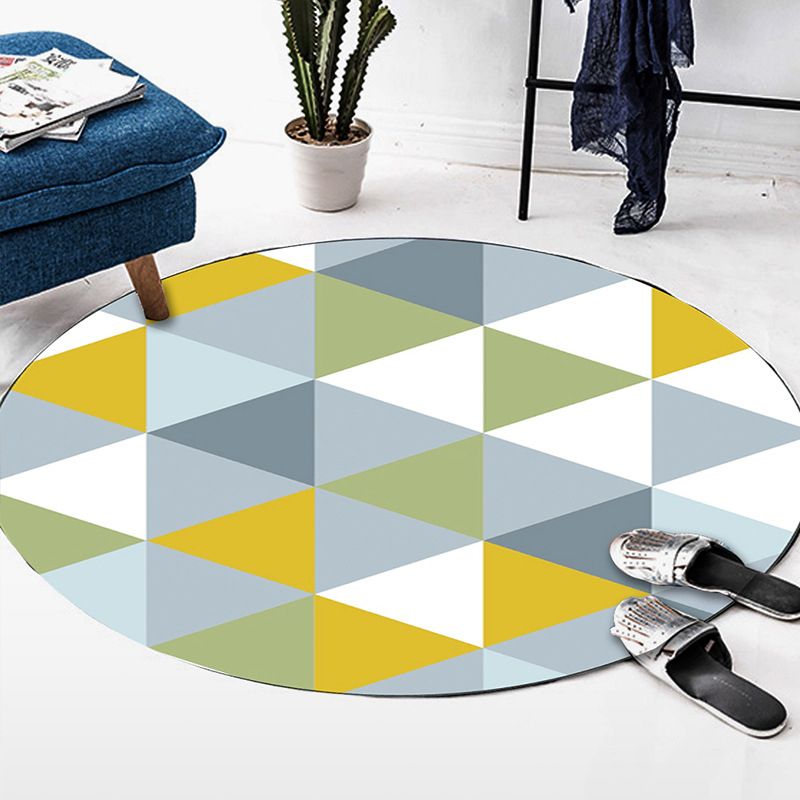 Bright Colorblock Geometric Rug Multi Colored Postmodern Rug Polyester Non-Slip Stain Resistant Pet Friendly Rug for Room