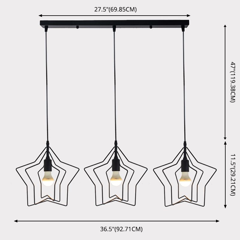 Metal 1 Light Pendant Light Nordic Simple Star Cage Hanging Lamp for Living Room