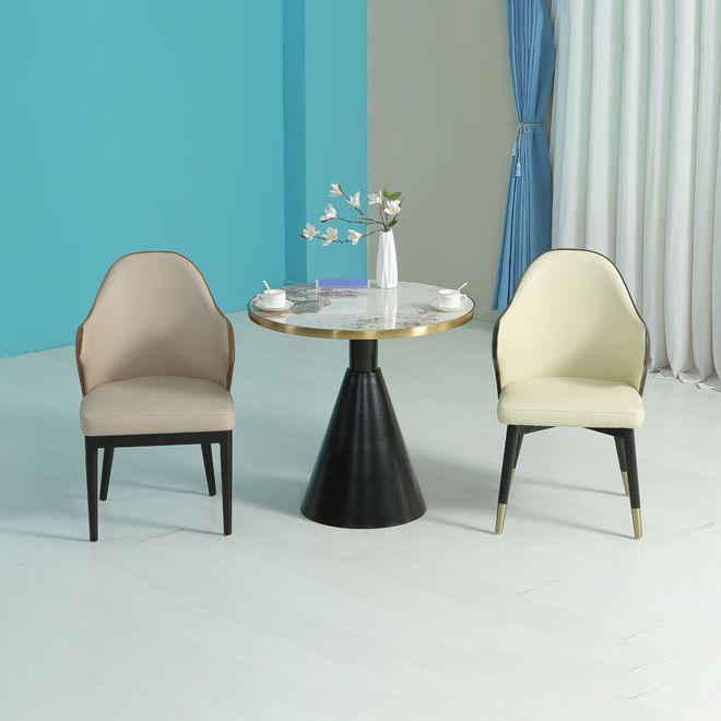 Glam Style Faux Marble Dining Set Round 1/3/4/5 Pieces Dining Set for Home Use