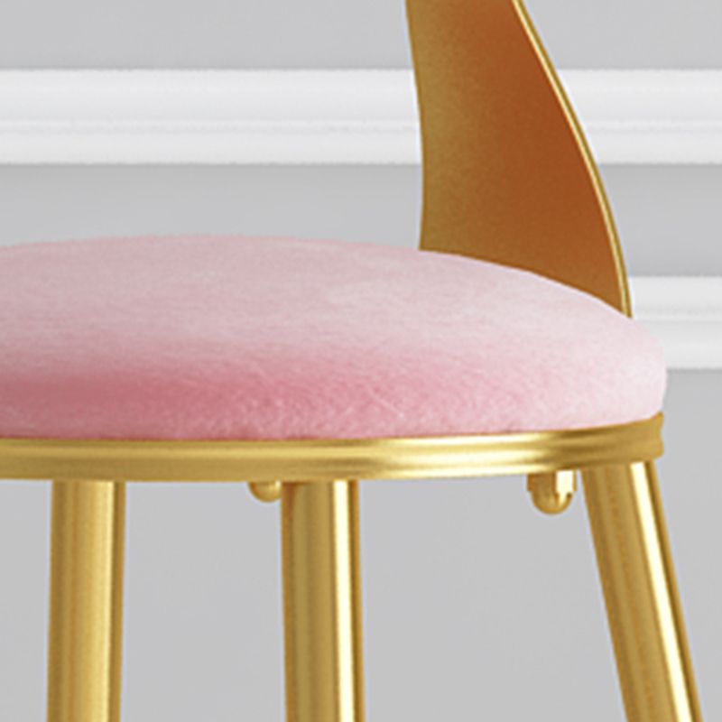 Glam Armless Backrest Counter Stool Iron Cafe Bar Stool with Pedal and Velvet Cushion