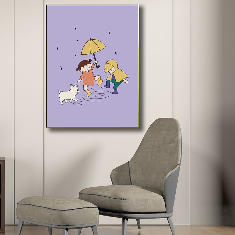 Family Moments Drawing Wall Art Pastel Canvas Print Wall Decor, Textured Surface