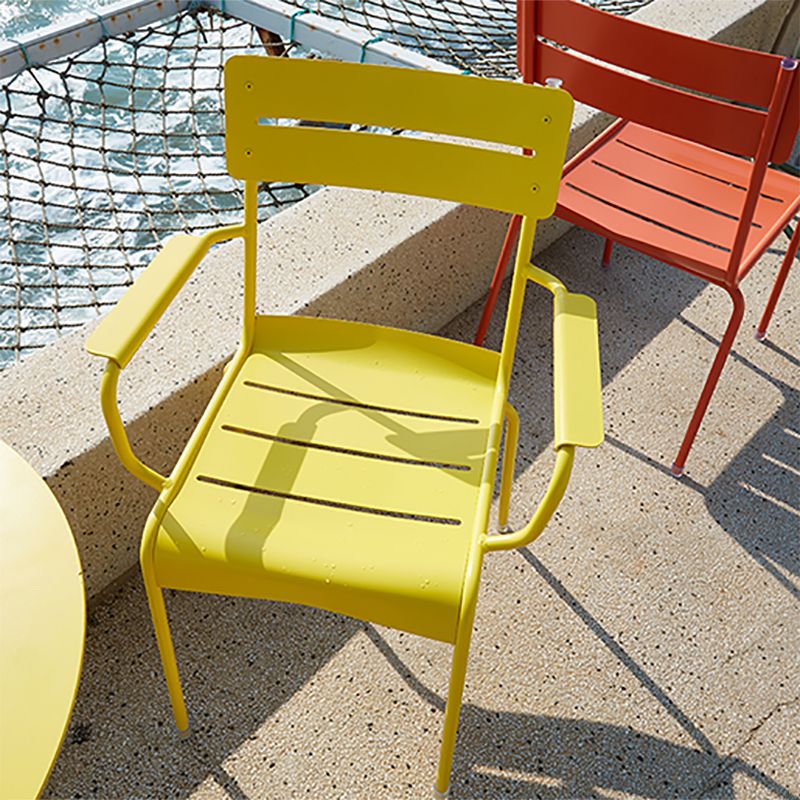 Modern Patio Dining Armchair Aluminum Open Back With Arm Outdoor Bistro Chairs