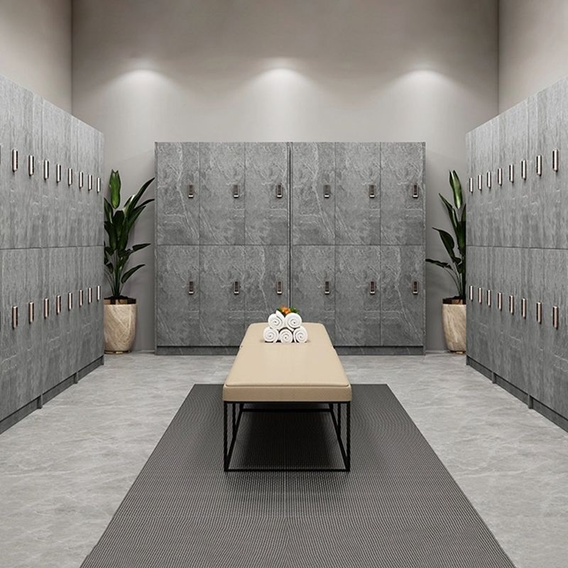 Gray Engineered Wood Armoire for Bathroom Modern Hinged Door Cabinet