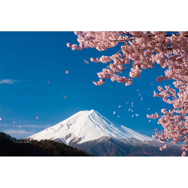 Flower and Mountain Wall Mural Modern Decorative Girls Room Wall Covering, Custom Size Available