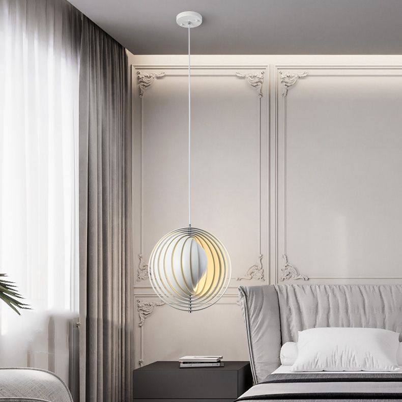 Modern Style Hanging Lamp Creative Metal Pendant Light in White for Corridor Bedroom