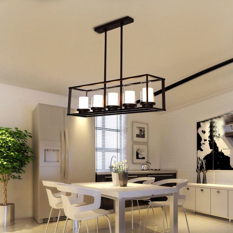 Lampadini del lampadario lineare industriale Smoke Glass Isola Lampadri per sala da pranzo