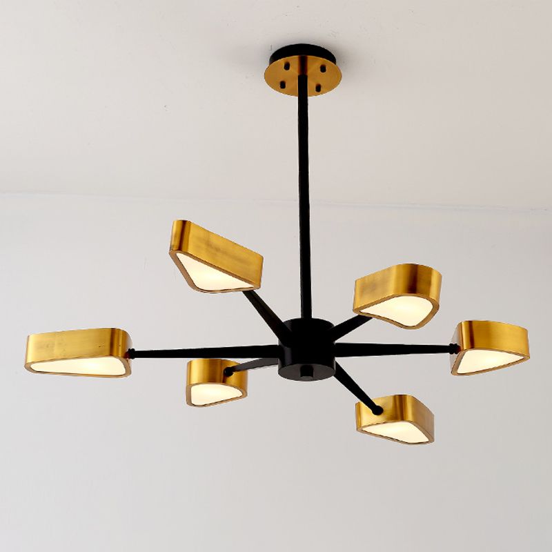 Post-Modern Metal Hanging Chandelier Light Triangular Ceiling Chandelier in Gold for Living Room