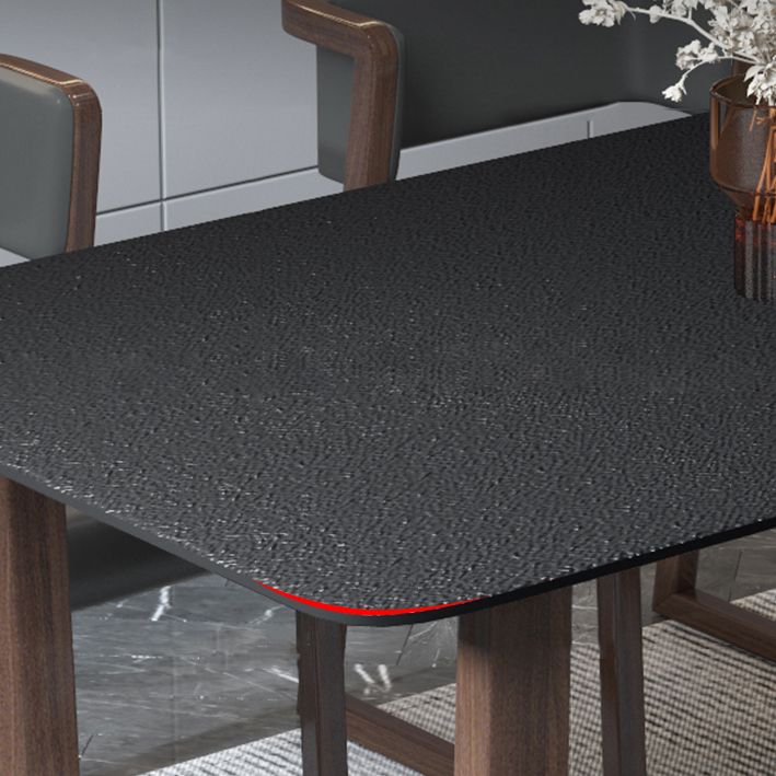 Modern Stone Rectangle Dining Table Solid Wood Base for Dining Room
