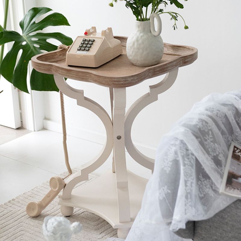 Contemporary Solid Wood Round Metal Pedestal Single Coffee Table