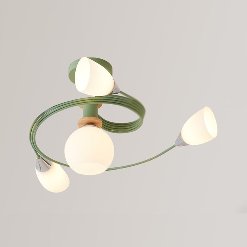 Metal Flush Mounted Ceiling Lights Frosted Glass Shade Ceiling Lighting for Living Room