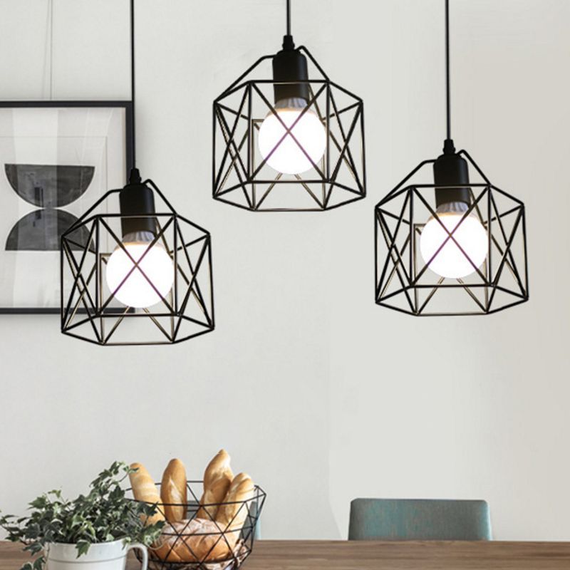 Geometric Shape Metal Island Pendant Industrial Style Island Lighting for Hallway