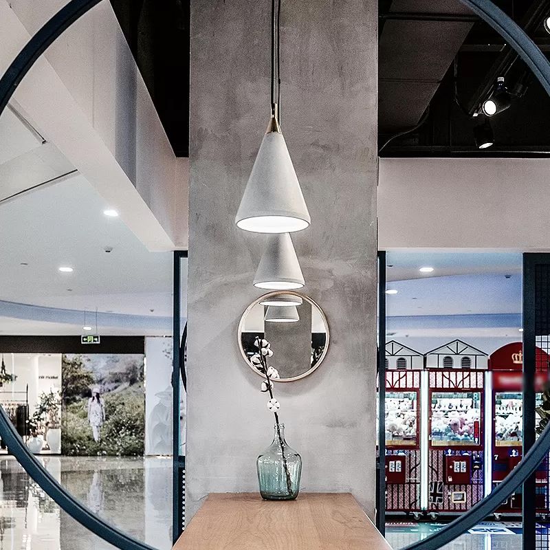 Modern Cone Down Mini Pendant Grey Cement Hanging Ceiling Light with 1 Light