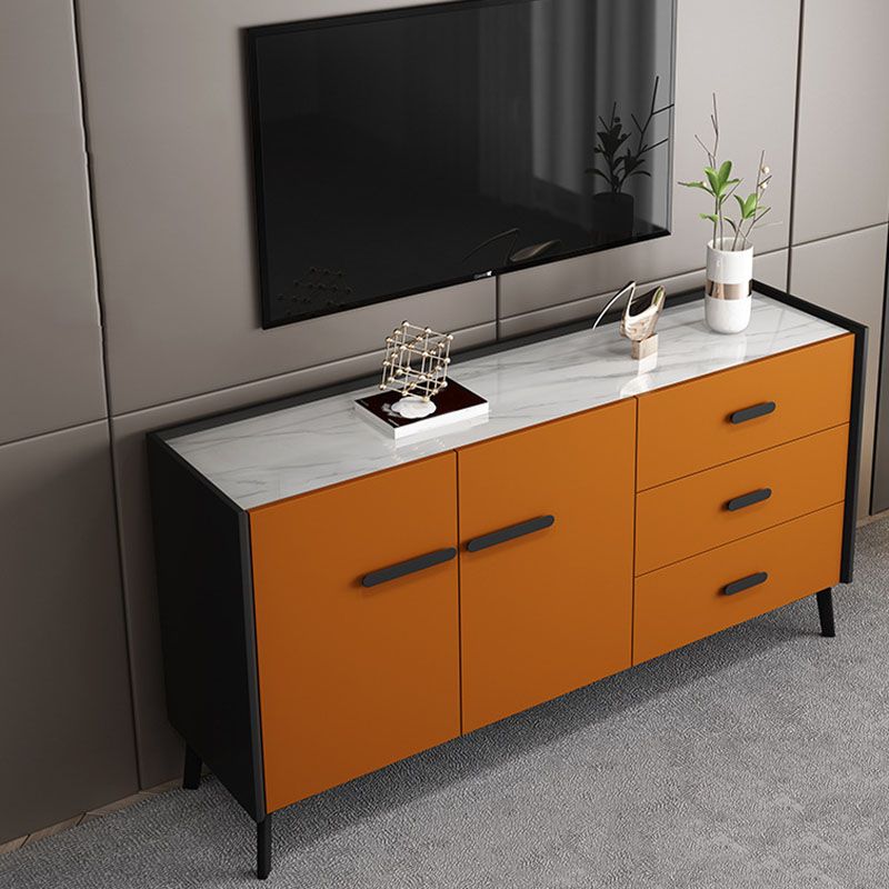 Contemporary Stone Chest Bedroom Horizontal Storage Chest with Drawers