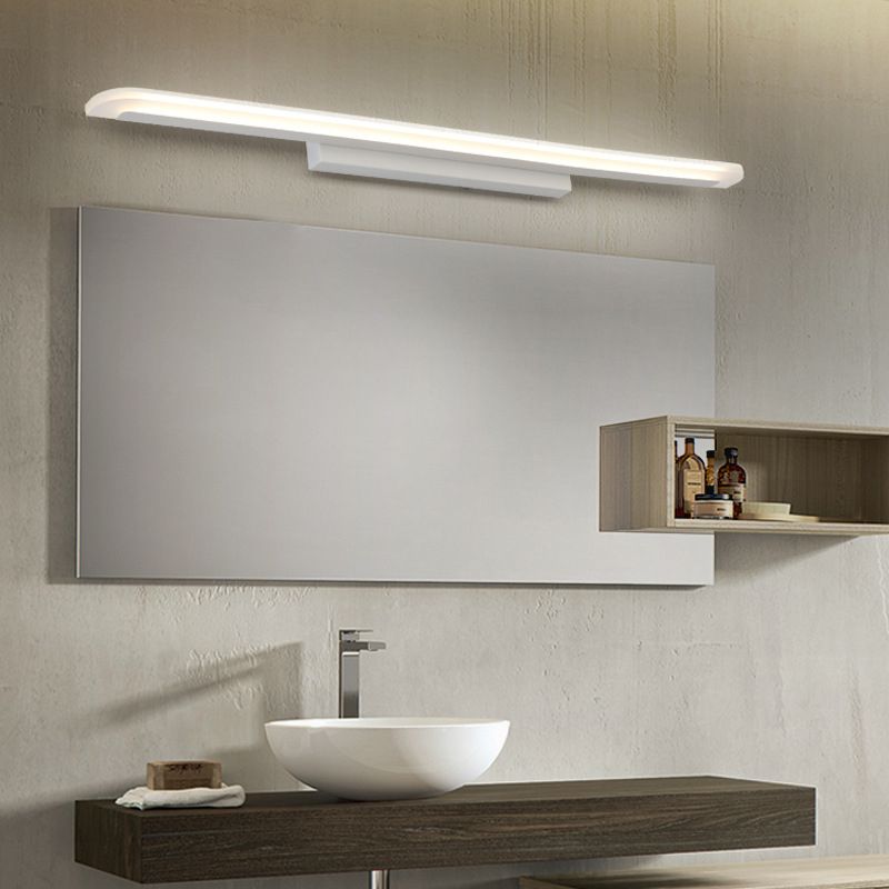 Contemporary Mirror Lamp White Metal Vanity Wall Light Fixtures for Bathroom