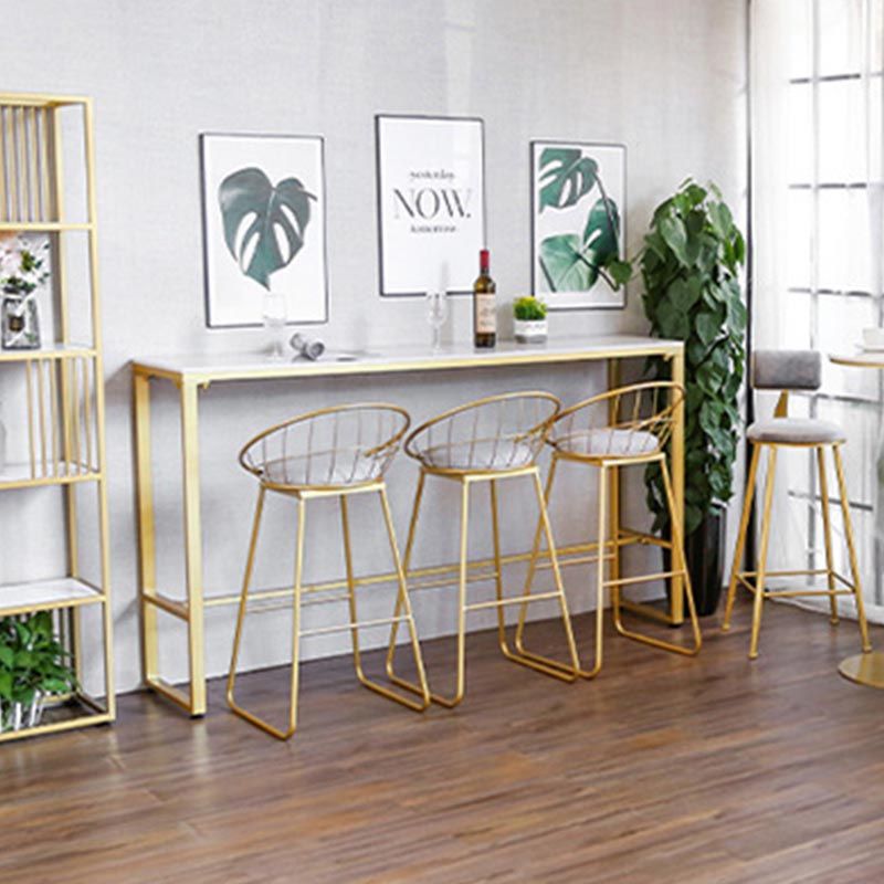 Glam Pub Height Dining Table Stone and White Bar Table for Living Room