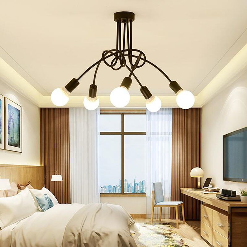 Bundle Industrial Vintage Ceiling Light Wrought Iron Flush Mount for Living Room
