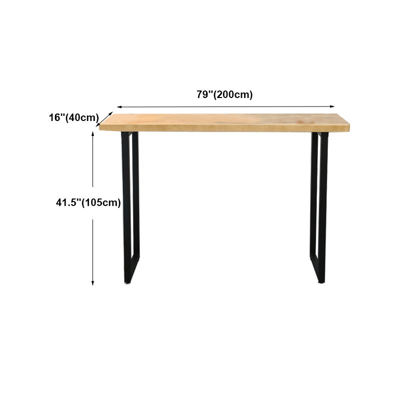 Light Brown Modern Style Bar Table Solid Wood Bar Table with Metal Base