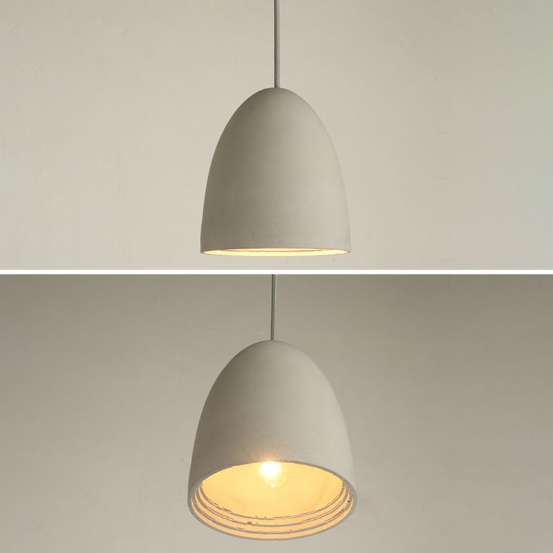 Cement Shaded Suspension Lighting Nordic 1 Head Grey Pendant Light for Dining Room