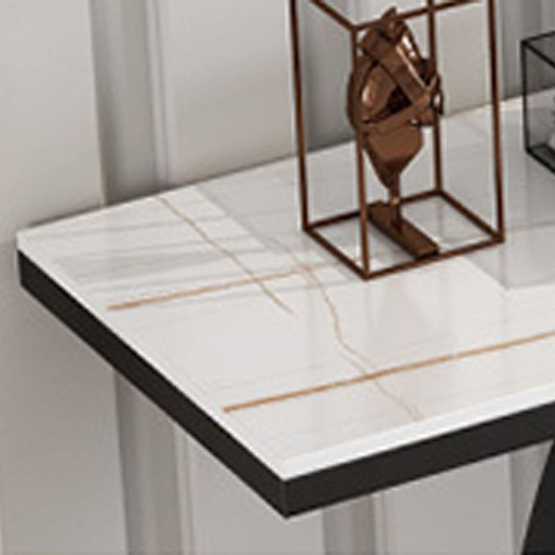Modern Metal Console Sofa Table Rectangle Stone Console Accent Table for Hall
