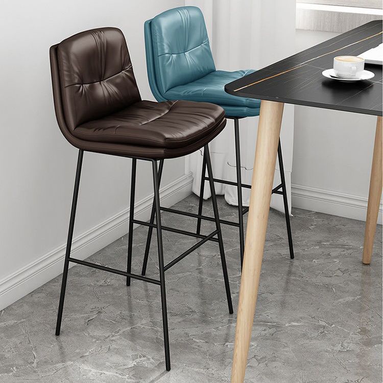 Contemporary Barstools Faux Leather Bar Stool with Metal Legs