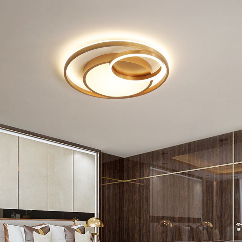 16"/23.5" Wide Circle Acrylic Ceiling Lamp Postmodern Gold LED Flush Mount Light Fixture, Warm Light/White Light/Remote Control Stepless Dimming