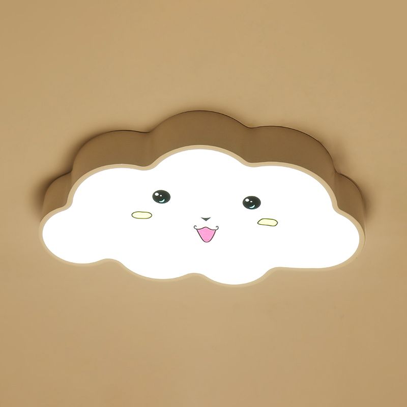 Nursery LED Ceiling Light Fixture Cartoon White Flush Mount with Cloud Acrylic Shade