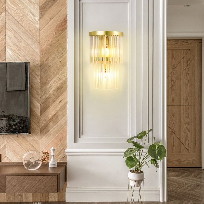 Crystal Geometric Shape Wall Light Modern Style 2-Lights Wall Light Sconce in Gold