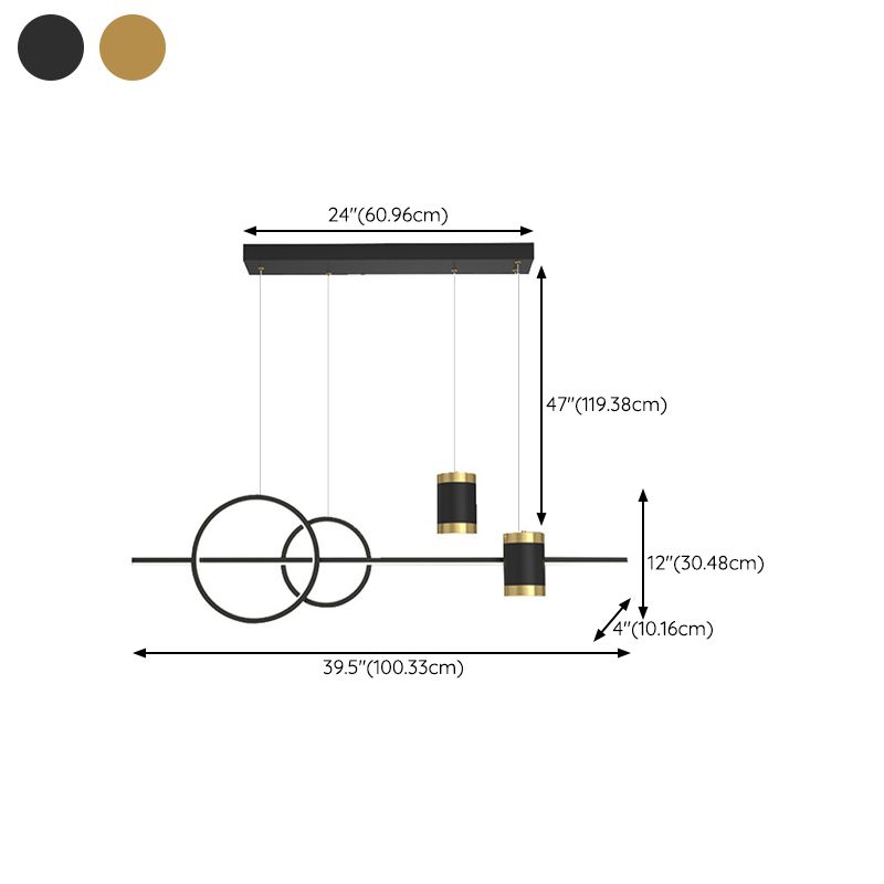 5-Light Contemporary Black/Golden Island Lighting LED Metal Ceiling Light for Dining Room