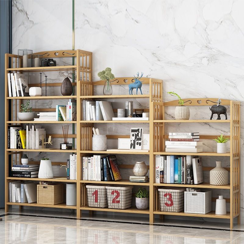 Contemporary Brown Bamboo Shelf Bookcase Open Bookcase for Study Room