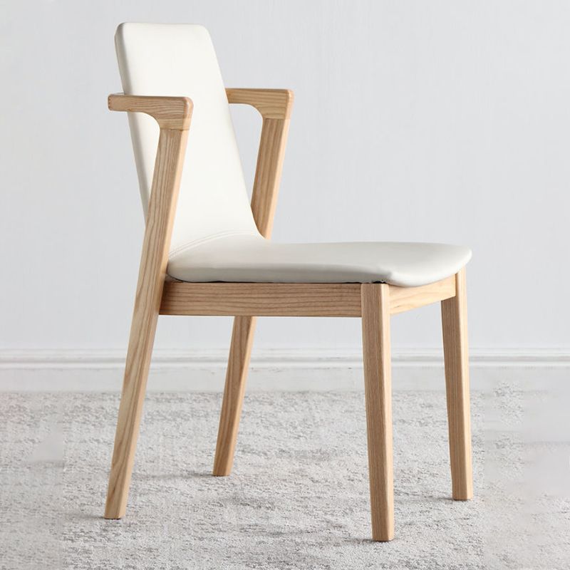 Wood Kitchen Dining Side Chair Upholstered Dining Chair in White