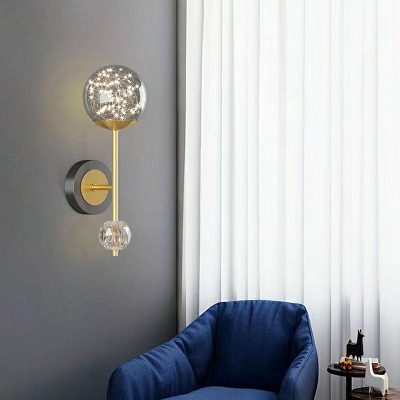 Light Luxury Style Aluminum Wall Light Glass Shade LED Wall Lamp for Bedroom