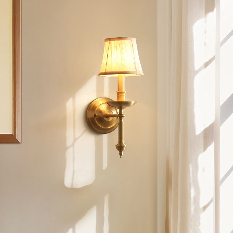 Classic Single Wall Mounted Lamp, Wallchiere Design with Empire Shaped Fabric Shade