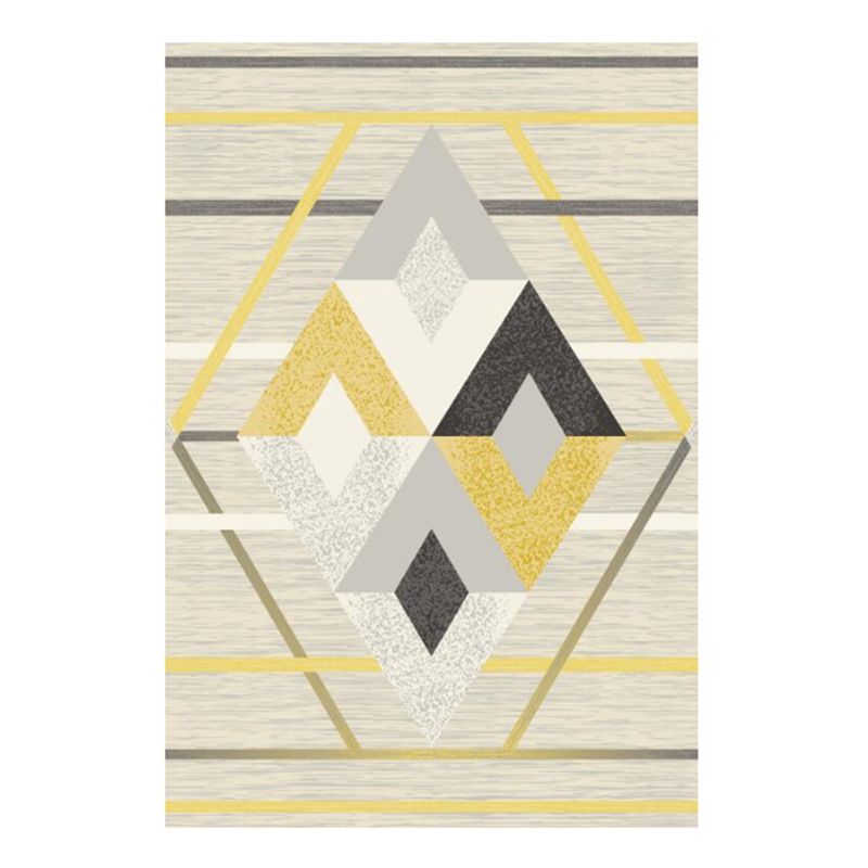 White Abstract Graphic Pattern Rug Polyester Rug Non-Slip Backing Rug for Home Decor