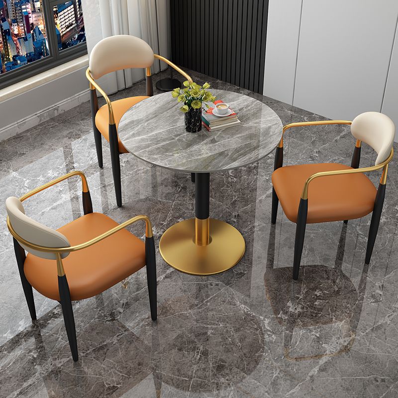Round Dining Room Table Luxury Pedestal Base Desk of Sintered Stone