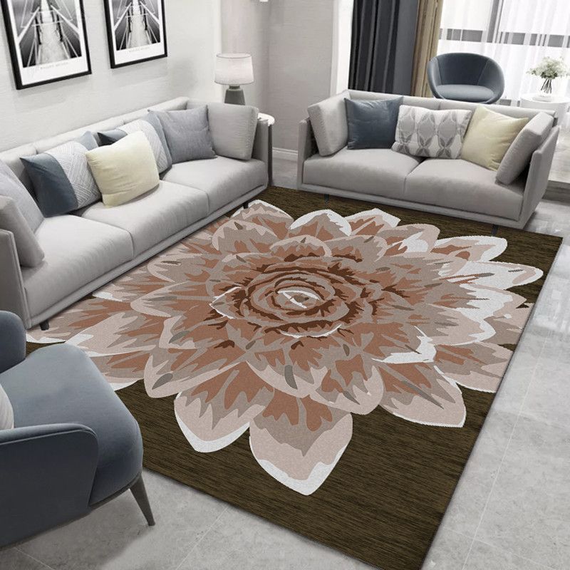 Multicolor Modern Area Carpet Polyester Floral Ink Printing Indoor Rug Easy Care Carpet for Living Room