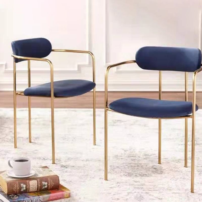 Upholstered Dining Chair Glam Style Open Back Dining Room Chair for Indoor