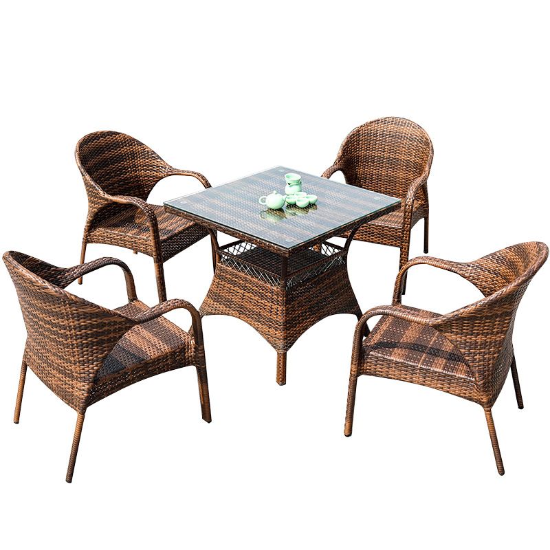 Modern Style 1/5 Pieces Dining Set PE Wicker Dining Table Set for Outdoor