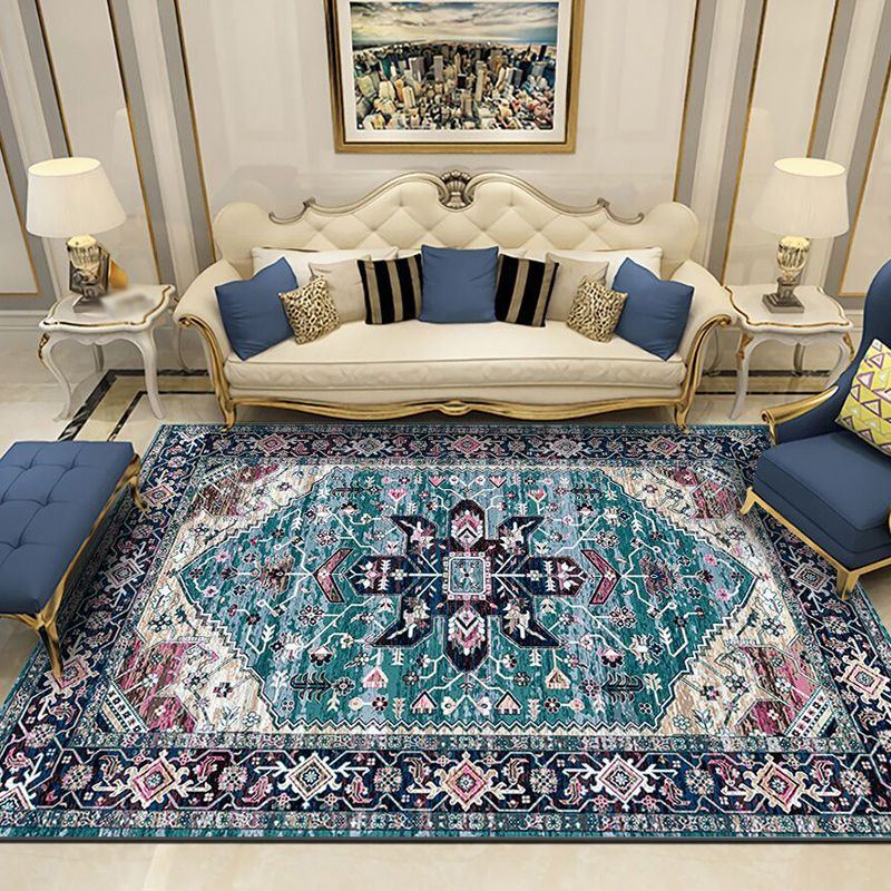 Bohemian Carpet Indoor Medallion Carpet Stain Resistant Carpet for Living Room